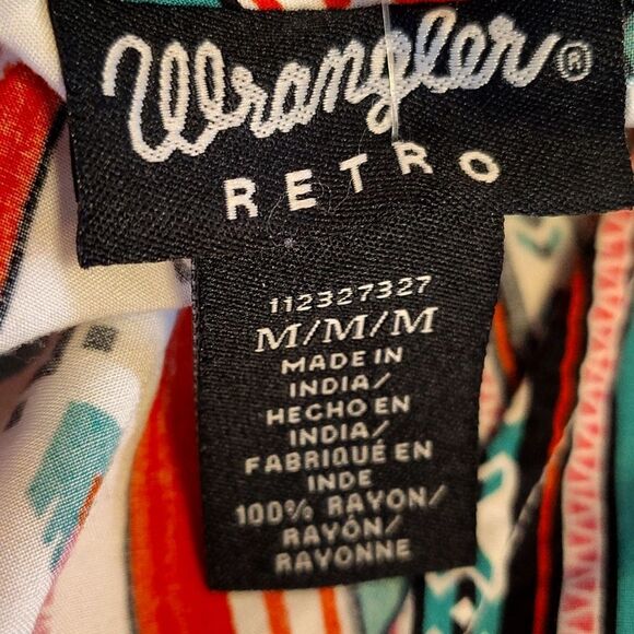 Wrangler Retro Southwestern Short Ruffle Sleeve Pearl Button Down Blouse Medium - Picture 12 of 13